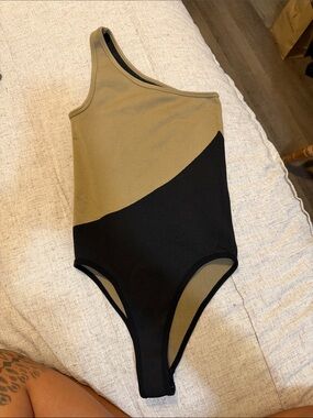 Bodysuit - Olive & Black Asymmetric Tank